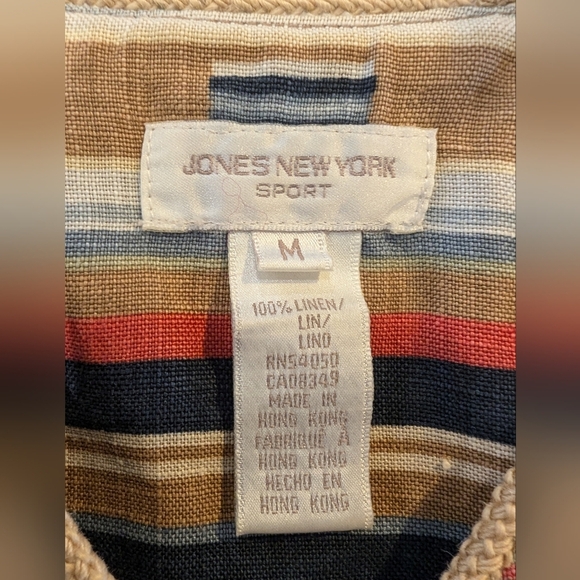 Jones New York vintage Linen Striped Aztec Vest Women's Size Medium - Picture 11 of 15